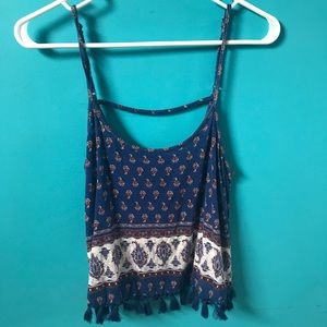 Forever 21 patterned tank with fringe